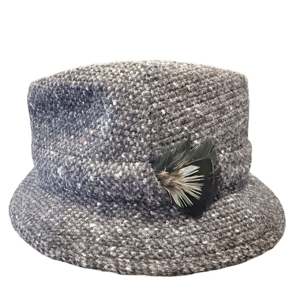 Jonathan Richard Irish‎ Tweed Wool Fedora Hat Grey Salt and Pepper Mens Size 7 S